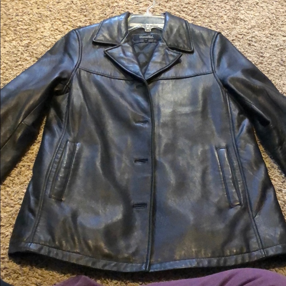 Black leather coat